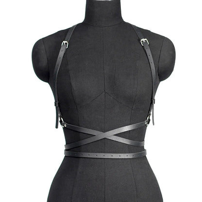 Fashion Leather Body Harness Belt – Gothic Corset Lingerie & Fetish Suspenders for Women