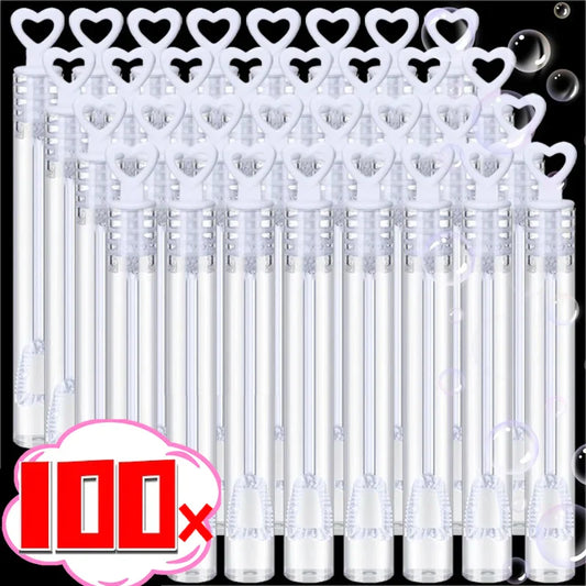10/100 Mini Love Heart Bubble Soap Bottles - Wedding & Party Favors, Kids Toys, Birthday Decorations