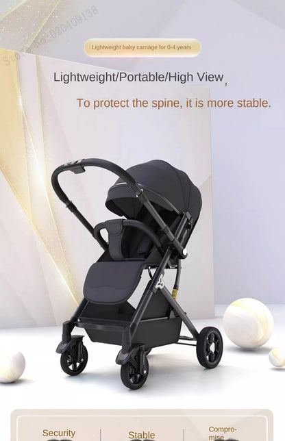 Lightweight Two-Way Baby Stroller — High Landscape, Spine Protection, 4-Wheel Newborn Push Trolley