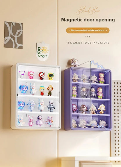 Wall-Mounted Doll Blind Box Storage Rack – Magnetic Suction Figurine Display Cabinet, Dustproof Handheld Box for Collectibles