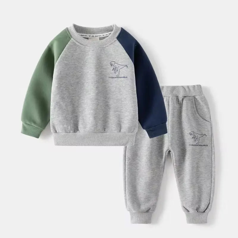 New Spring Autumn Kids Clothes Set – Patchwork Two-Piece Casual Tracksuit for Boys, Tops & Pants