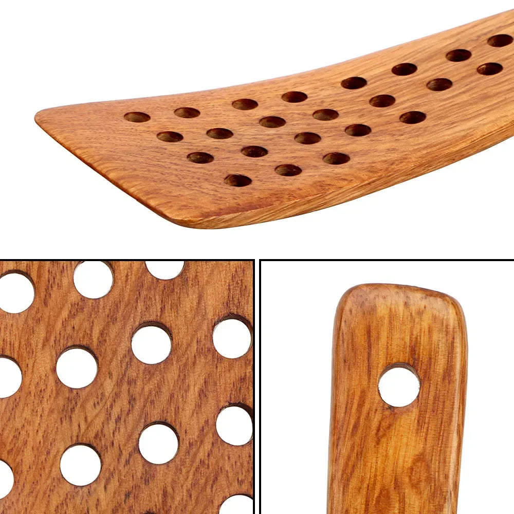 Frying Steak Shovel — Non-Stick Pan Wooden Spatula with 24 Holes, Kitchen Cooking Tool and Accessories
