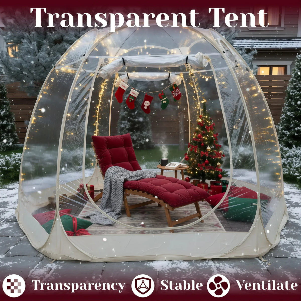 Large Instant Pop-Up Bubble Tent - Weatherproof Outdoor Igloo Screen House & Oversized Camping Pod for Patio Camping