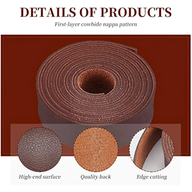 6.6FT Leather Strip 1" Wide — Double-Sided Smooth Leather for DIY Craft Projects