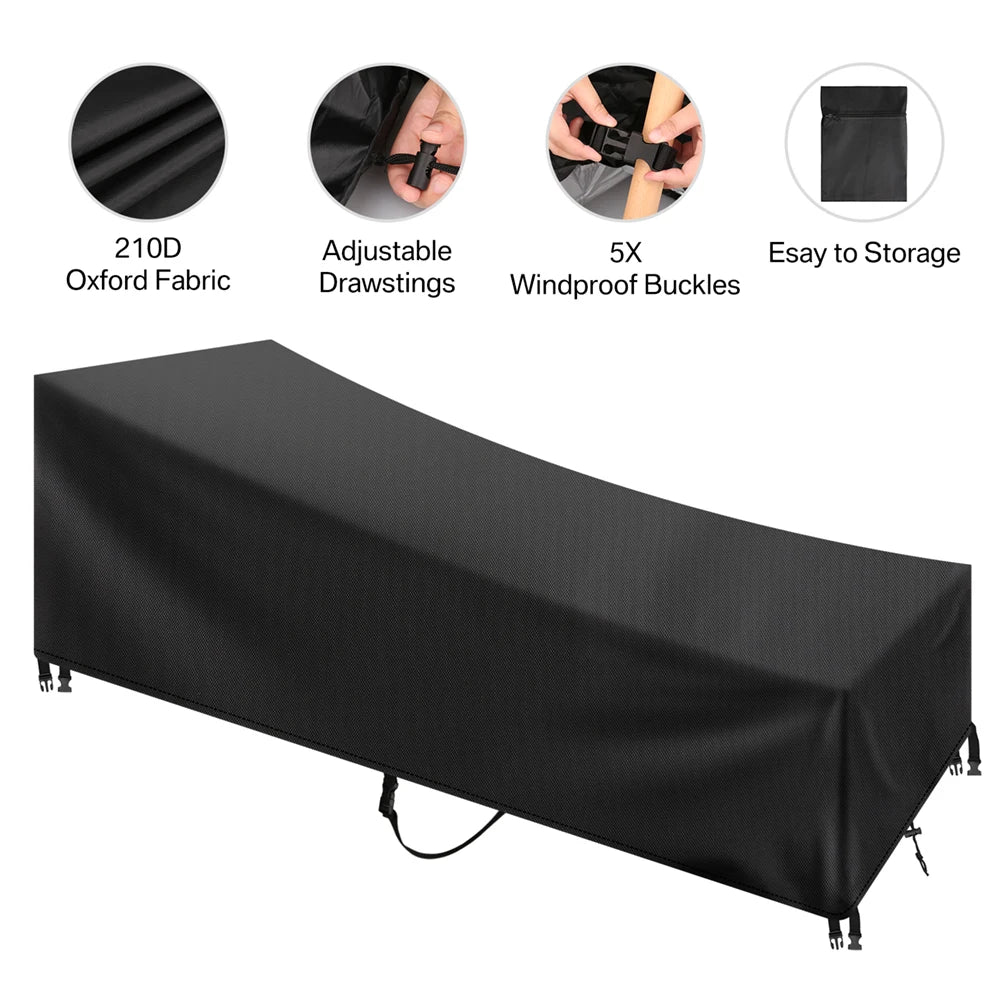 1/2 Pack Waterproof Chaise Lounge Covers - Outdoor Patio Chair Protection, Weather and Sun Resistant Furniture Cover