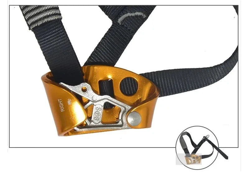 Outdoor SRT Foot Ascender with Pedal Belt – Left/Right Rock Climbing Anti-Fall Rope Riser Gear