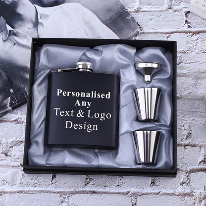 Personalized 6oz Stainless Steel Hip Flask – Engraved Gift for Best Man, Groom, Wedding with Custom Logo & Gift Box
