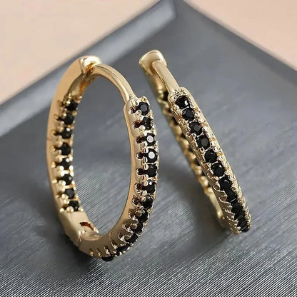 Colorful Zircon Round Earrings – Elegant Jewelry for Women, Stylish Daily & Party Wear Accessories