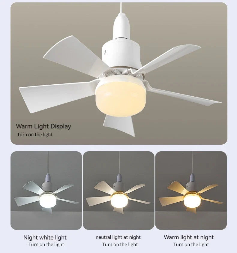 30W E27 Ceiling Fan Light with Remote - LED Dimming Function, Intelligent Silent Fan for Bedroom & Living Room