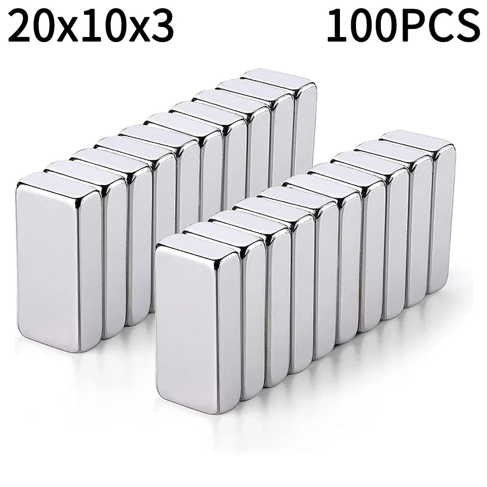 Super Strong Square Block Magnets Set - 20-100 PCS Powerful Neodymium Magnets for DIY & Refrigerator Use