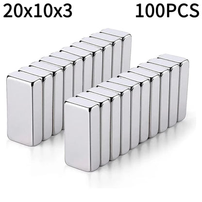 Super Strong Square Block Magnets Set - 20-100 PCS Powerful Neodymium Magnets for DIY & Refrigerator Use
