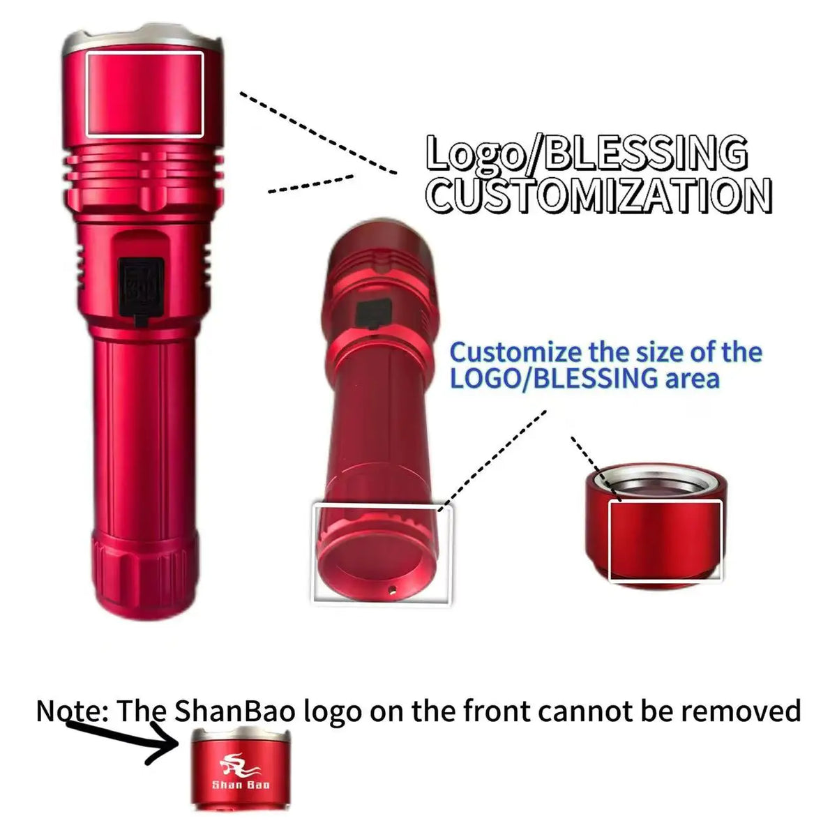 Shanbao 4000LM Zoomable Flashlight - High-Power Rechargeable LED Torch with Adjustable Focus