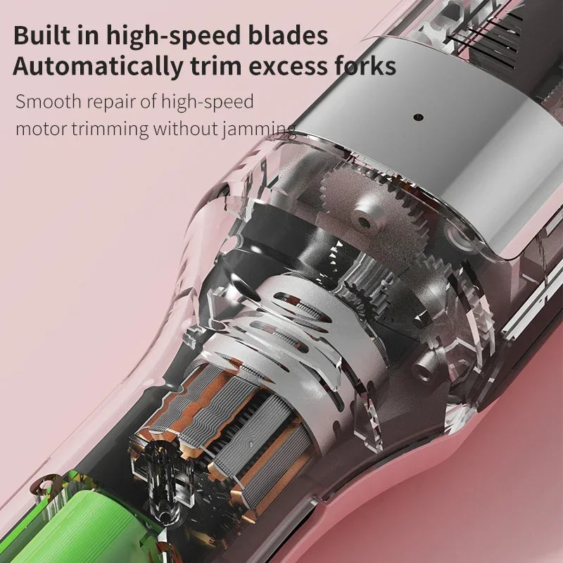 Cordless Hair Ends Trimmer – Professional Automatic Split End Remover for Dry, Damaged, Brittle Hair