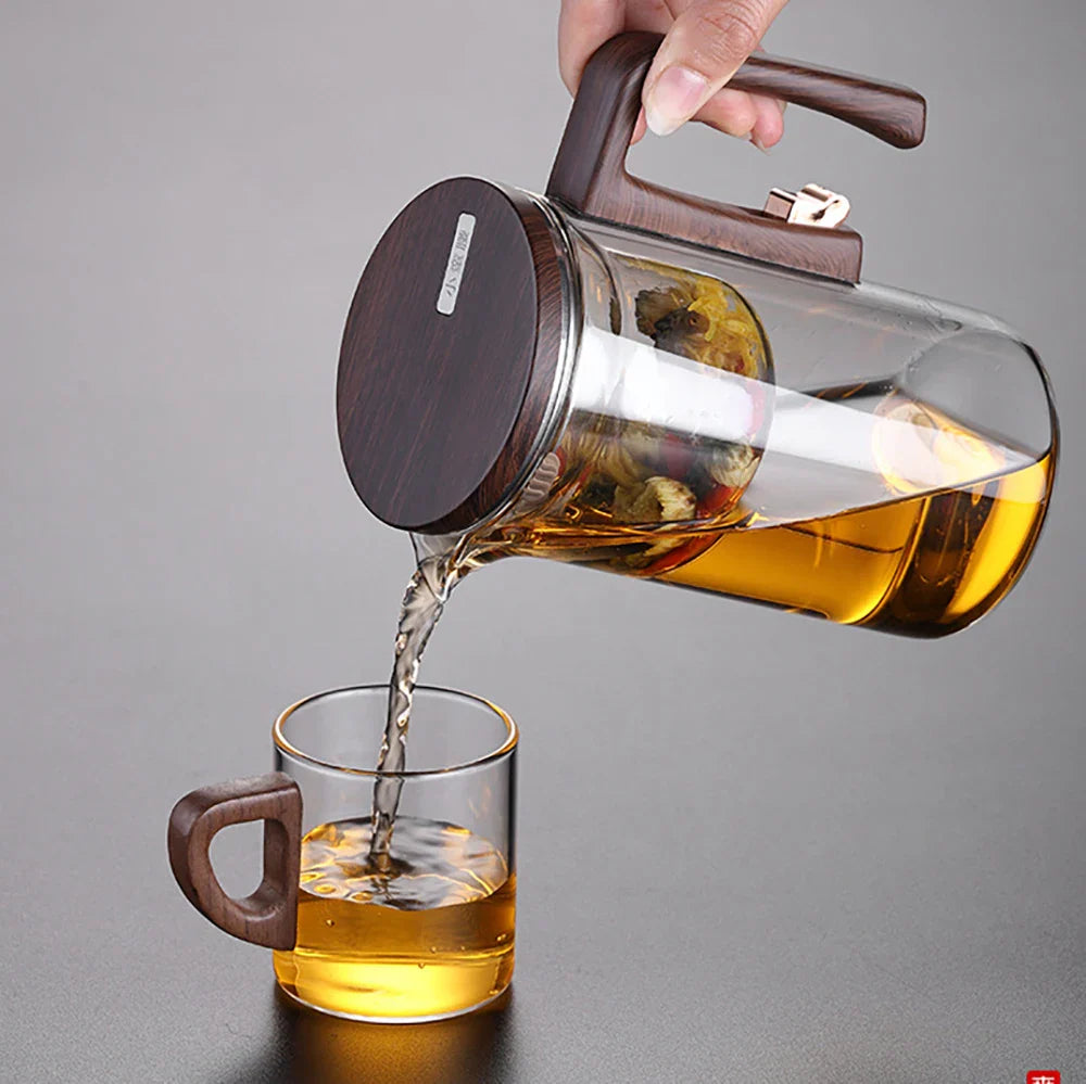 Glass Tea Pot Kettle with Magnetic Infuser - 520ML/720ML Tea Filtration Cup Set with One-Click Switch
