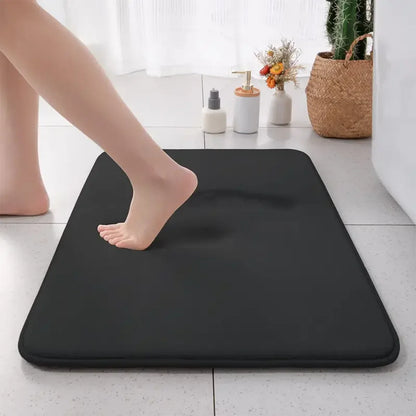 Thickened Flannel Bathroom Floor Mat – Absorbent, Non-Slip Solid Color Door Rug for Bathroom Entrance