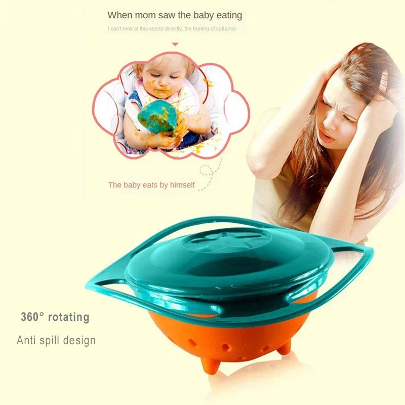 Universal Gyro Bowl – 360° Rotary Spill-Proof Feeding Dish & Balance Training Toy for Children