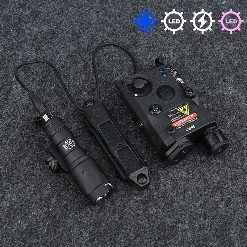 Tactical Surefir M300A/M600C Flashlight — Nylon PEQ-15 Battery Box with Dual Control Switch, Fits 20MM Rail