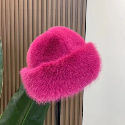 Women’s Winter Fluffy Fur Hat – Thick Warm Faux Fur Ski Cap, Russian Mink Fisherman Style, Windproof