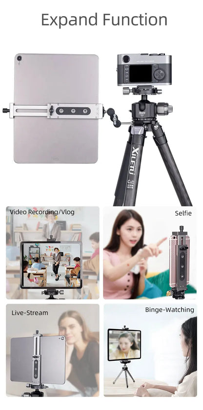 Universal Aluminum Alloy Tablet & Phone Stand – Adjustable Tripod Holder Clip for Mobile Devices