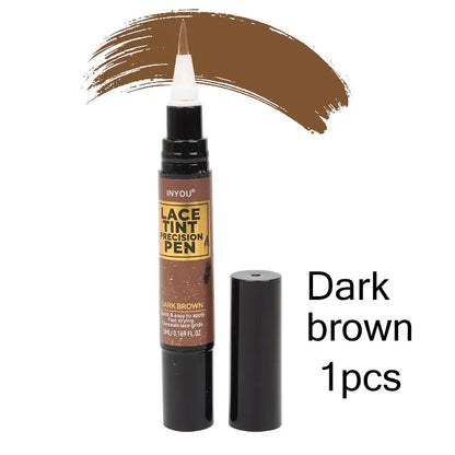 Lace Tint Pen - Wig Lace Color Enhancer with Brush Applicator for Natural Parting, Black & Brown Shades 5ml