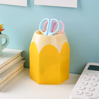 Cute Pencil Holder Desk Organizer - Large-Mouth Storage Box for Pens, Stationery & Makeup Brushes