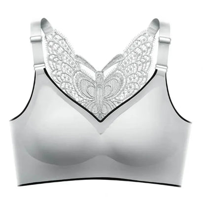 Padded Seamless Butterfly Lace Sports Bra – Push Up Shockproof Women’s Bralette, Comfortable Beautiful Back Support Tank Top Underwear
