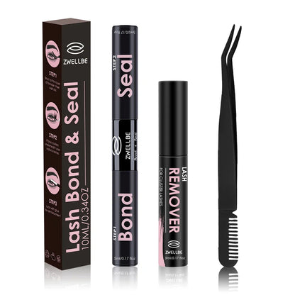 Lash Bond, Seal, and Remover Kit – Waterproof Cluster Eyelash Glue, Strong Hold, Fast Removal for DIY Extensions