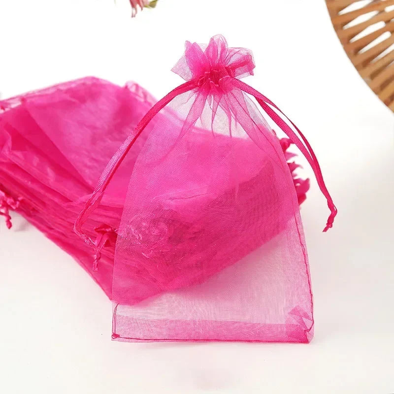 Organza Drawstring Gift Bags - 500/1000pcs Jewelry Pouches for Wedding Party Valentine Easter Packaging