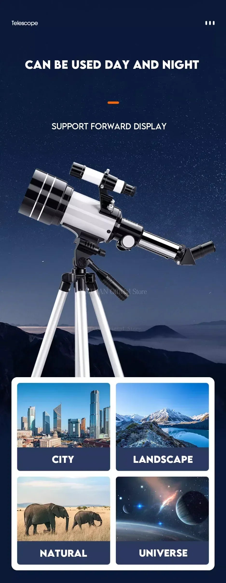 150X Astronomical Telescope – 70mm Refractor Portable Travel Scope with Phone Adapter & Wireless Remote