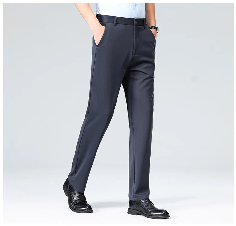 Plus Size Men's Business Suit Pants – Stretch Formal Dress Trousers | Classic Black for Big Men