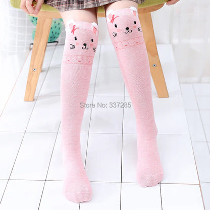 Cute Cartoon Animal Knee-High Socks for Babies & Kids – Warm Cotton Ankle & Over-Knee Socks for Girls