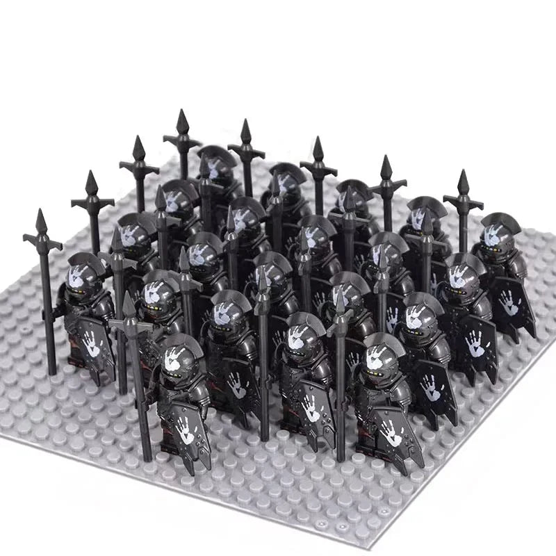 21PCS Medieval Fantasy Warrior Figures – Dwarf, Elf, Knight & Orc Building Brick Toys