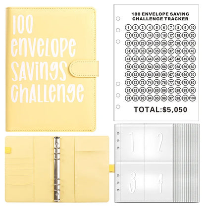 100 Envelope Challenge Binder – Savings Challenge Loose-Leaf Budget Binder with Cash Envelopes, Money Organizer System
