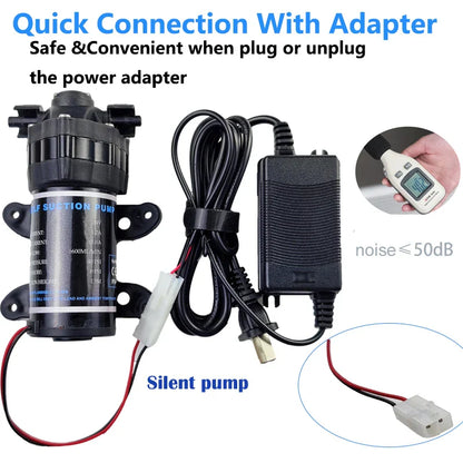 24V Quiet Misting Kit – Low Pressure Pump Spray System with Fog Nozzles for Dust Removal, Cooling & Humidification Watering System