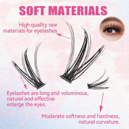 200 PCS Eyelash Clusters Kit – Lash Bond & Seal, DIY Lash Extension Tools & Glue Accessories