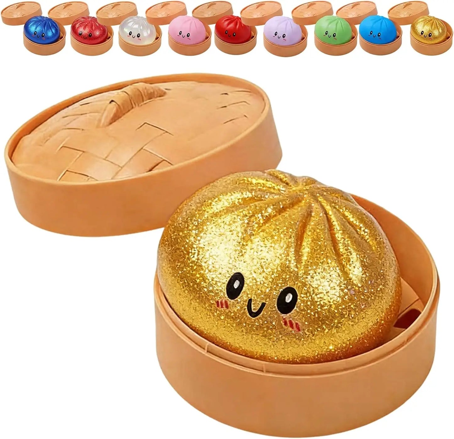 a2027 Glitter Dumpling Squishy – Sensory Squeeze Toy with Box for Stress Relief