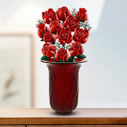 Bouquet of Roses Building Blocks – 10280 Compatible Construction Toy Flowers for Home Decor & Birthday Gift