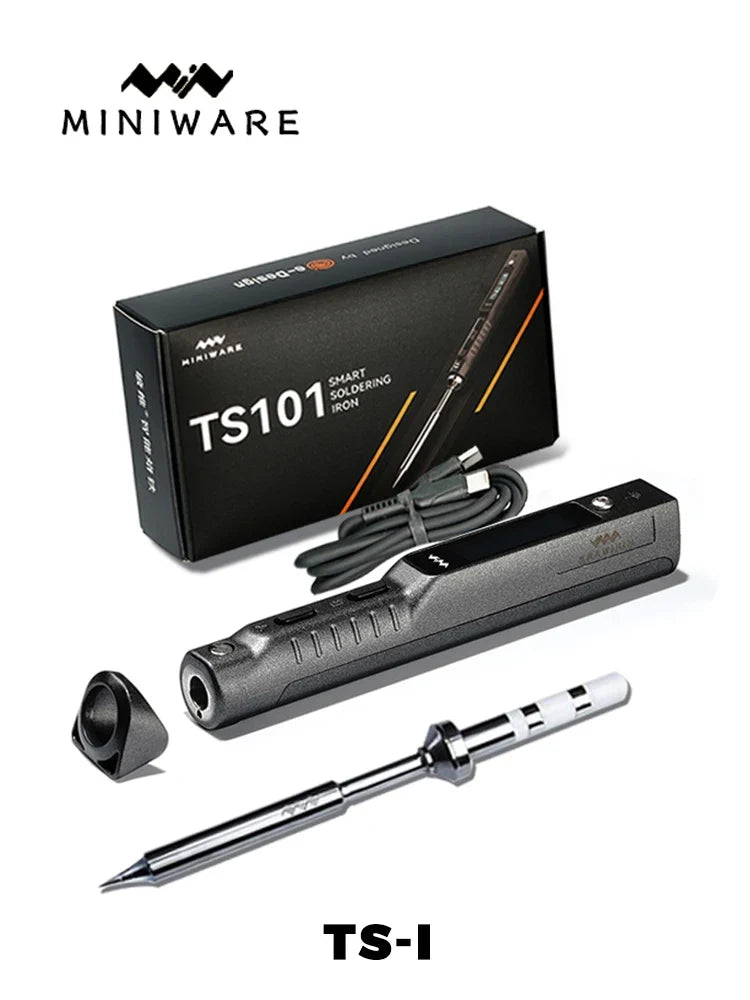 TS101 65W Mini Soldering Iron - Portable Adjustable Temperature LCD with Tip Set Upgrade