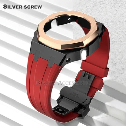 GEN4 Casioak GA2100 Mod Kit – Stainless Steel Case, Bezel, and Rubber Strap Replacement for G-SHOCK GA2100/GA2110