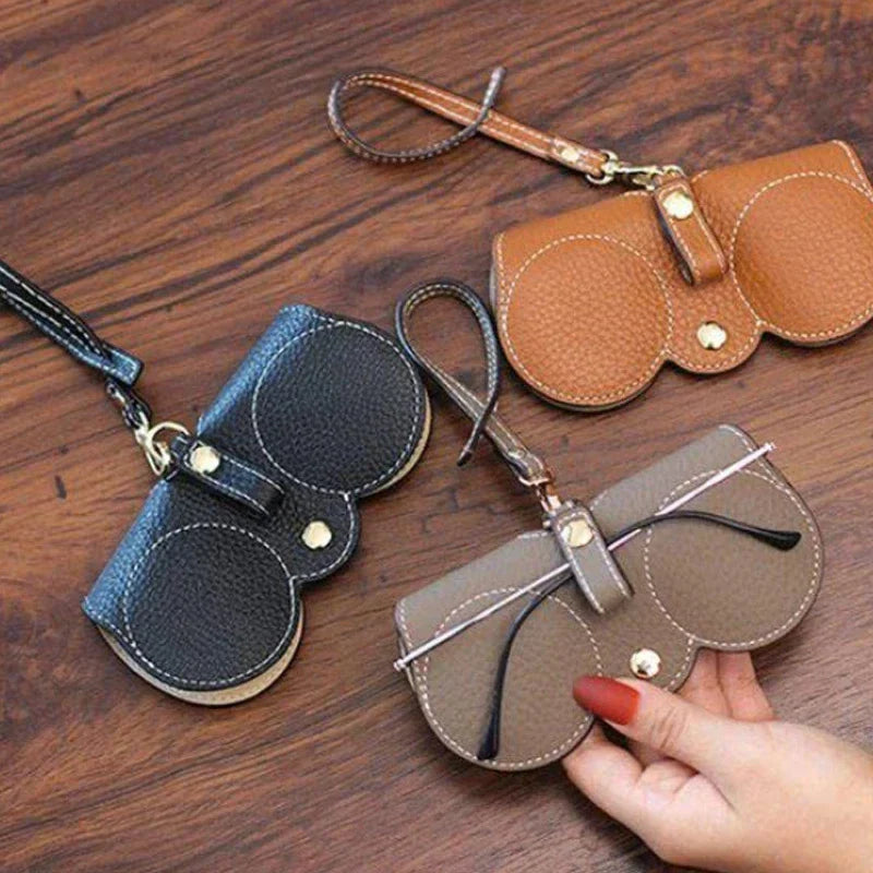 New PU Sunglasses Bag | Portable Eyeglass Case | Cute Protection Cover | Simple Eyeglass Clip Pendant