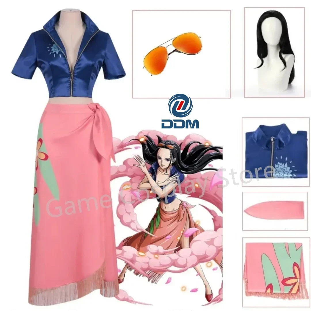 Nico Robin Cosplay Costume — Anime Dress Outfit with Glasses & Wig for Girls, Halloween & Carnival Party Suit