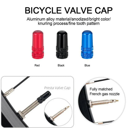 Bicycle Presta Valve Nut & Cap Set – Inner Tube Tire Nozzle Locking Screw with Sealing Ring Dust Protector