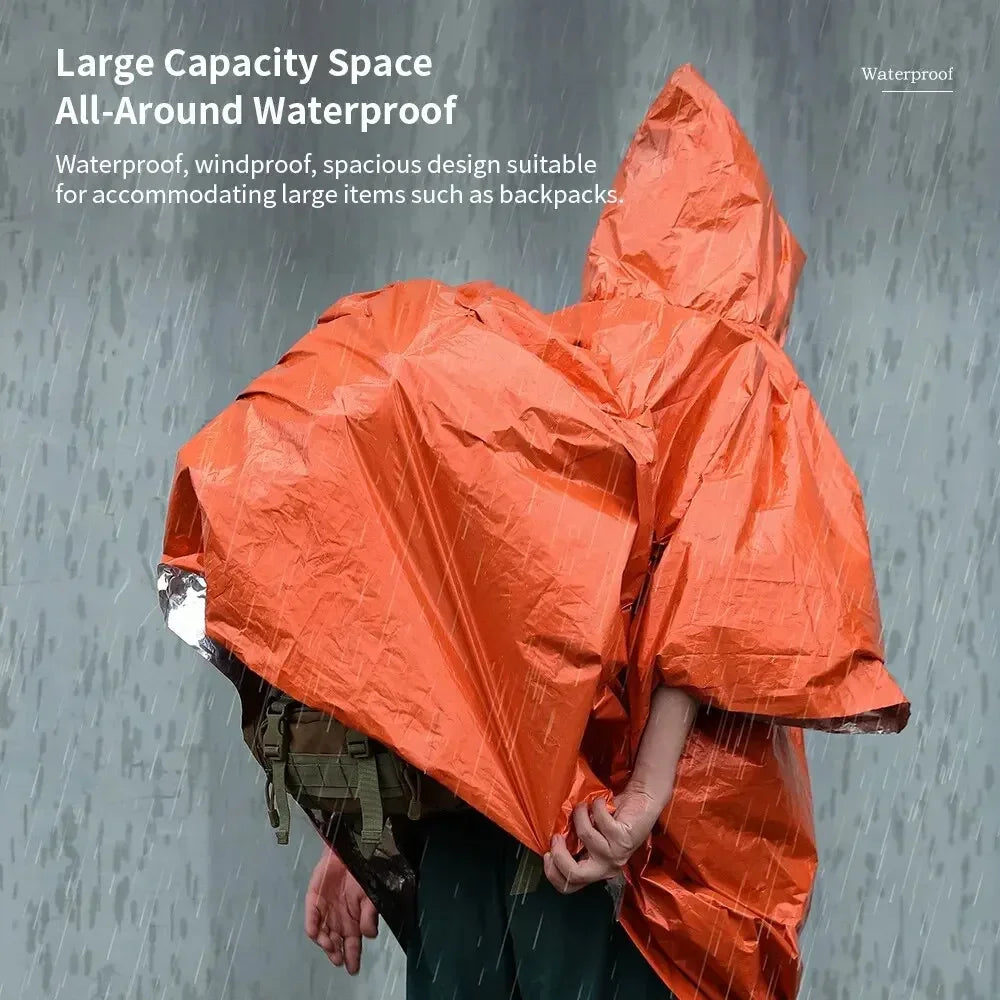 Outdoor Multifunction Raincoat - Waterproof Camping Raincoat & Reflective Emergency Survival Gear