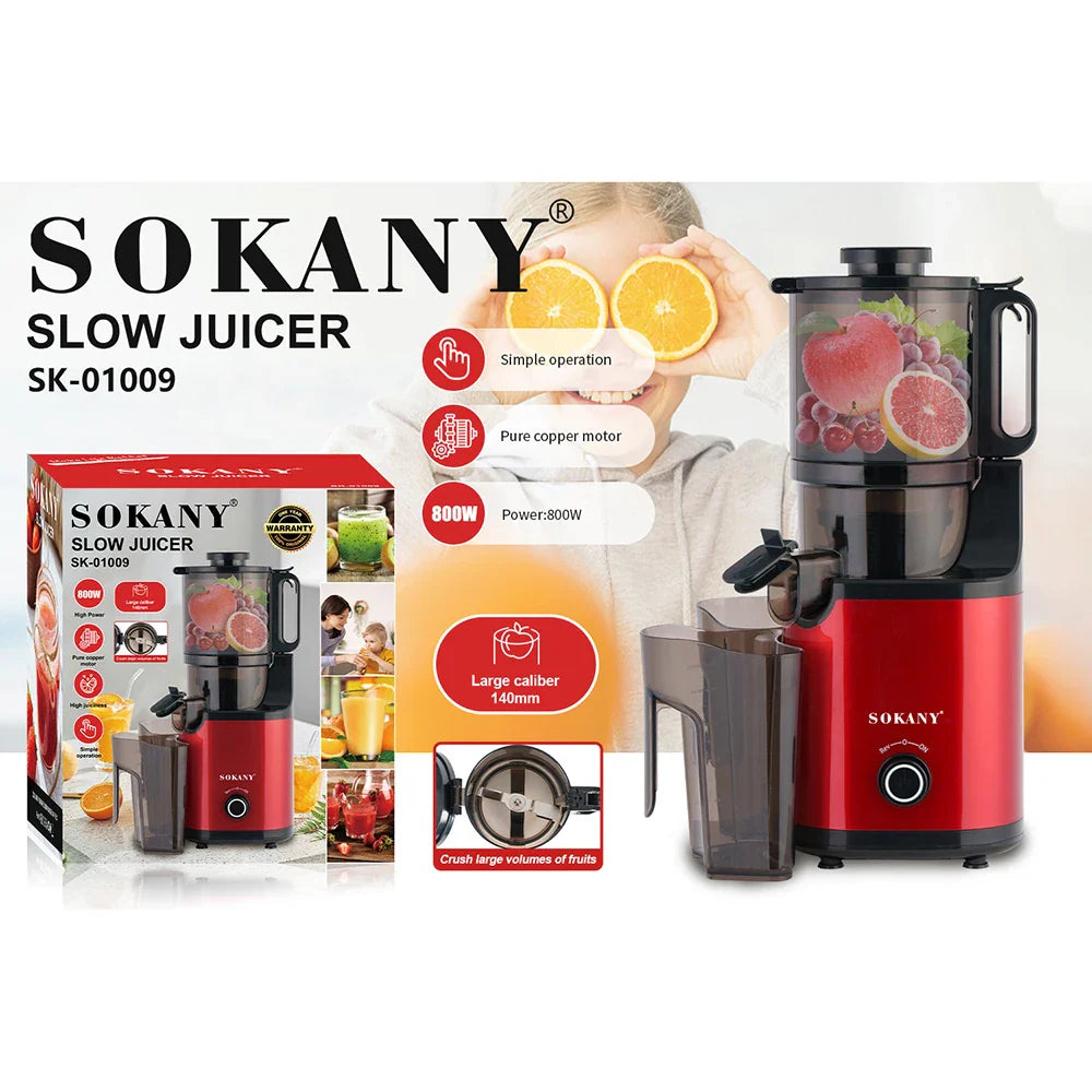Cold Press Juicer — Slow Chewer with 140mm Large Bore Feed for Whole Fruits & Vegetables, Easy-Clean Design