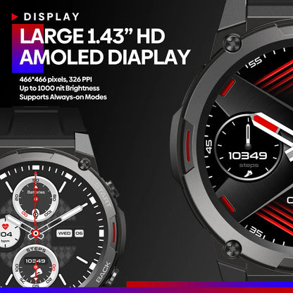 Zeblaze VIBE 7 PRO Smartwatch — 1.43" AMOLED Display, Call Function & Health Management Sports Watch for Men