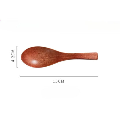 Wooden Soup Spoon — Long & Short Handle Kitchen Utensil for Korean & Japanese Cooking, Ramen & Daily Use
