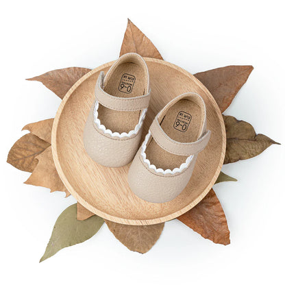Meckior Baby Boys & Girls Shoes - Infant Leather with Rubber Sole, Anti-Slip Toddler First Walkers, Newborn Princess Crib Shoes