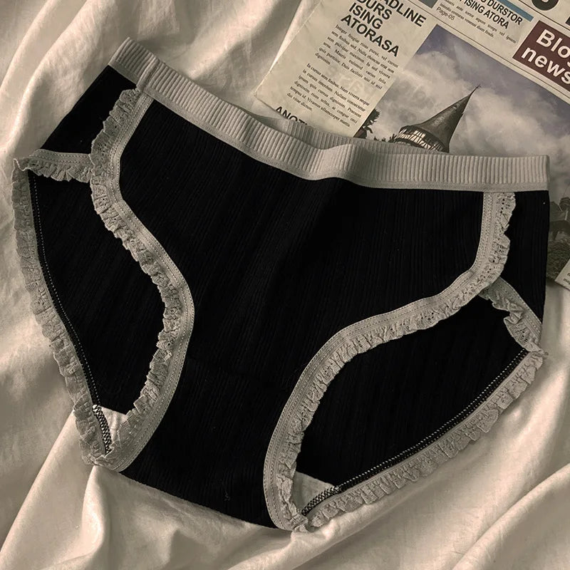 3 Pcs Women’s Cotton Panties Set - Breathable Mid-Waist Solid Color Briefs Soft Female Underwear Lingerie