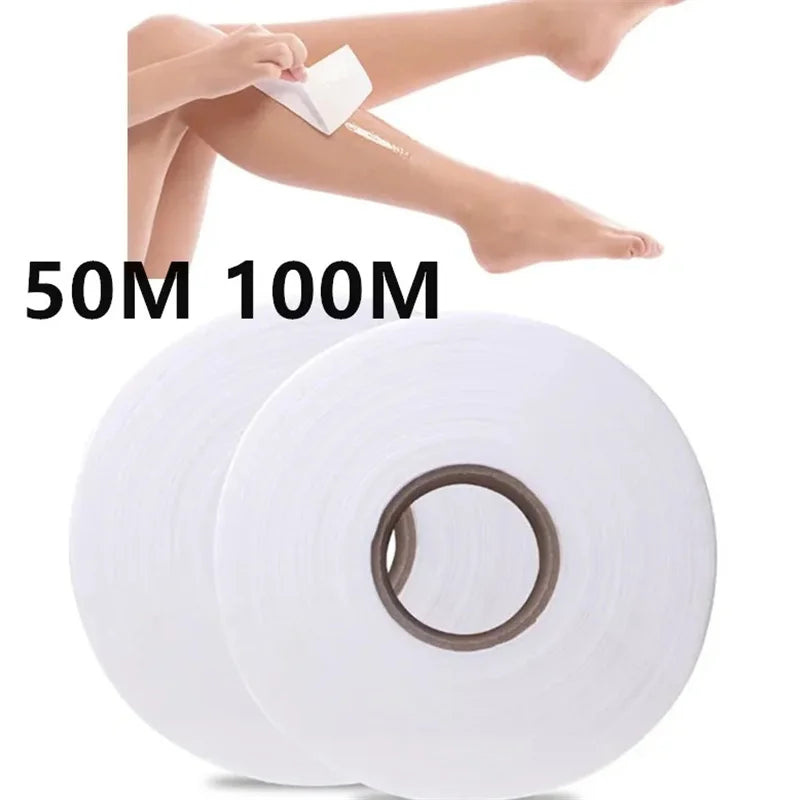 High-Quality Nonwoven Wax Strips Roll – 50m/100m Hair Removal Wax Paper for Body Epilator