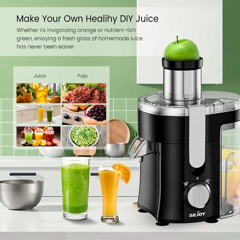 SEJOY Centrifugal Juicer – Compact Automatic Electric Citrus and Fruit & Veg Extractor with Pulp Ejection